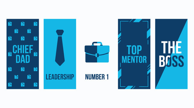 Ensemble de Cartes de Leadership et Mentorat Professionnel Vectoriel pour Cadeaux de F&ecirc;te des P&egrave;res, Papeterie Bureau et Entreprise (EPS)