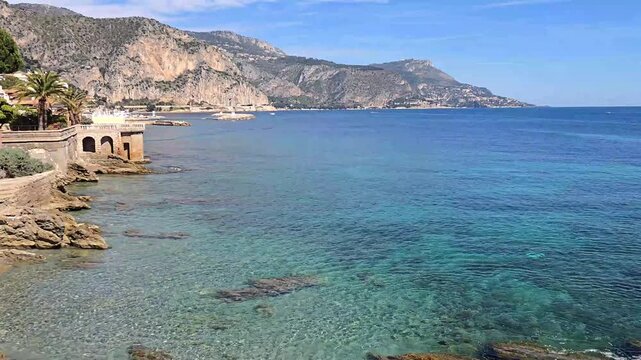 View of the Baie des Fourmis in Beaulieu-sur-Mer, on the French Riviera