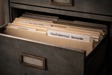 Confidential records in an open drawer signify investigative research © dvoevnore