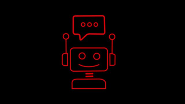Futuristic animated robot chatbot icon for artificial intelligence and technology concepts of assistance for communication and support icon .