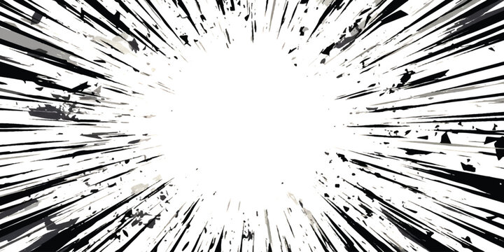 Black and white abstract comic book speed lines effect