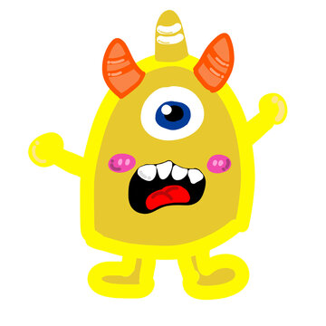 yellow monster alien draw cartoon