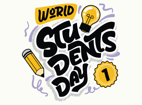 World students day lettering graphic vector illustration