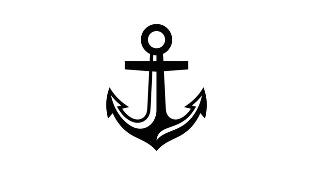 Black Anchor Symbol Icon Graphic.