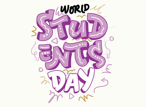 Cute typography world students day vector illustration