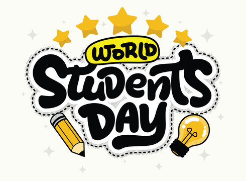 World students day lettering with star icon vector illustration
