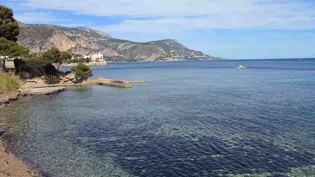 View of the Baie des Fourmis in Beaulieu-sur-Mer, on the French Riviera