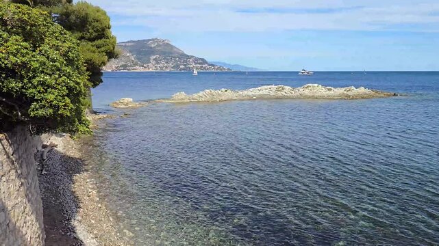 View of the Baie des Fourmis in Beaulieu-sur-Mer, on the French Riviera