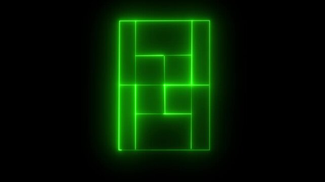 tennis court icon animation .futuristic digital icon video of a high-tech tennis court on black background