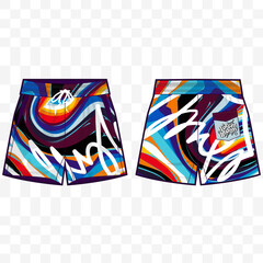 Abstract graffiti street art board shorts swim trunks design © SHINE