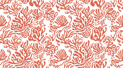 Seamless pattern featuring coral reef shapes in muted orange and white for textile and wallpaper print © Md