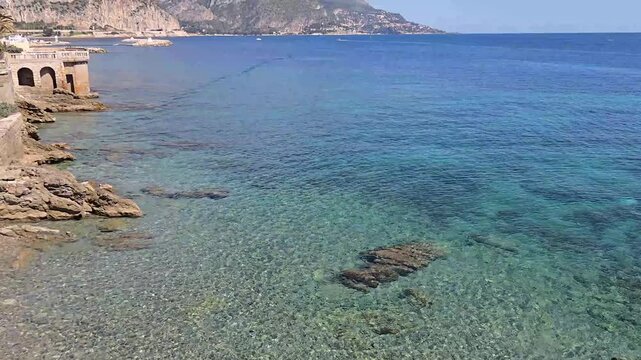 View of the Baie des Fourmis in Beaulieu-sur-Mer, on the French Riviera