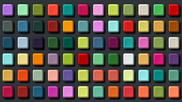 Colorful grid of rounded squares flickering on a dark background