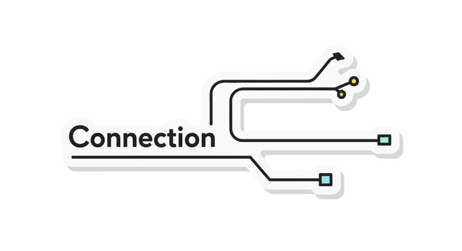 Connection text with circuit lines networking icon
