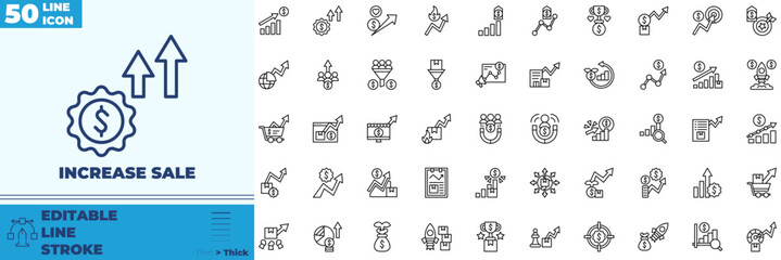 Naklejka premium Increase Sale Line Editable Icons set