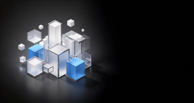 Liquid glass glassmorphism rectangle landscape in elegant style abstract background copy space