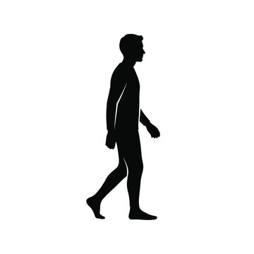Man Walking Silhouette Side View.