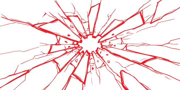Abstract illustration of shattered glass with red glowing edges and cracks