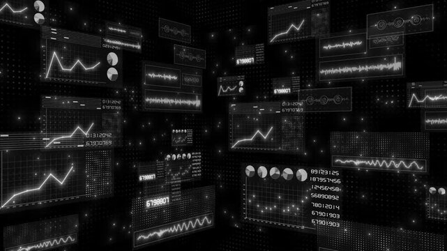 White color with futuristic head up display (HUD UI) technology interface screen and chat panel advanced data analysis algorithms dashboard display technology 3D background