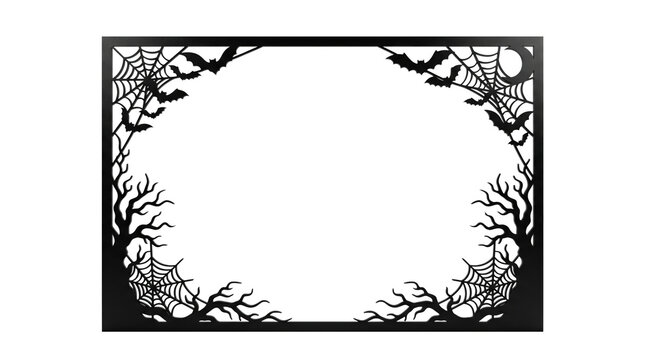 Decorative spooky black frame with bat and spiderweb details