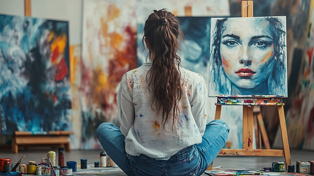 young woman painting