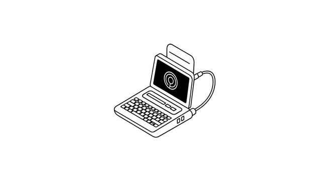 Isometric portable computer with keyboard and screen