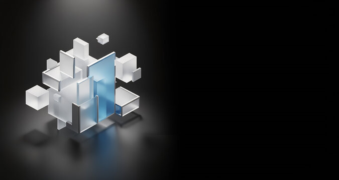Liquid glass glassmorphism rectangle landscape in elegant style abstract background copy space