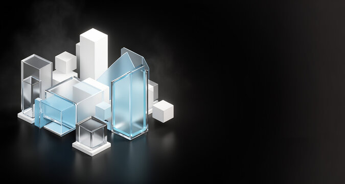 Liquid glass glassmorphism rectangle landscape in elegant style abstract background copy space