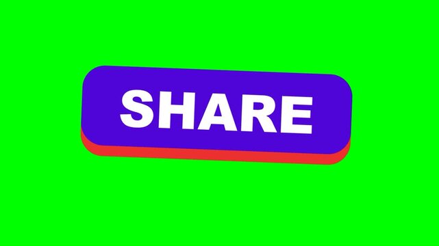 Animated share button with chroma key background green screen motion graphic.