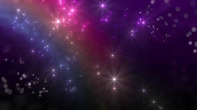 Abstract background with pink and blue light streaks and bokeh.