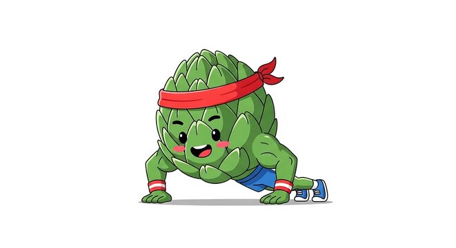 Cartoon green monster character with gift box.