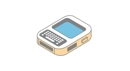 Isometric handheld computer pda with keyboard and screen © alfin