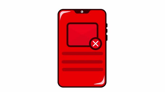 4K animation of phishing email on smartphone. Cyber attck threat warning for malicious email, malware risk and data protection alert concept.