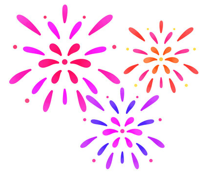 カラフルな打ち上げ花火のイラスト素材