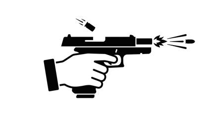 Fototapeta premium Hand Firing Pistol Gun, Bullet Firing and Ejection