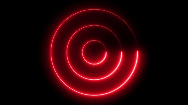 Glowing neon radar radio icon. Neon circle radar and neon rotation icon with a digital radio waves. Radar interface symbol for sonar and navigation. 4k animated neon circle icon