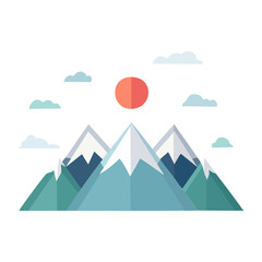 Fototapeta premium Flat design mountain with sun and sky