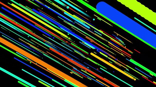 Abstract background with colorful diagonal lines on a black background.