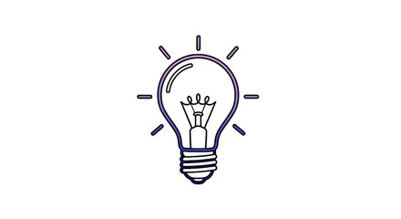 Glowing light bulb icon with purple gradient outline © yanto