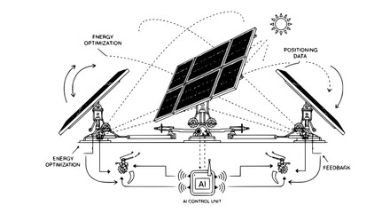 Smart solar panel tracking system with artificial intelligence control unit and energy optimization infographic vector © Mohammad