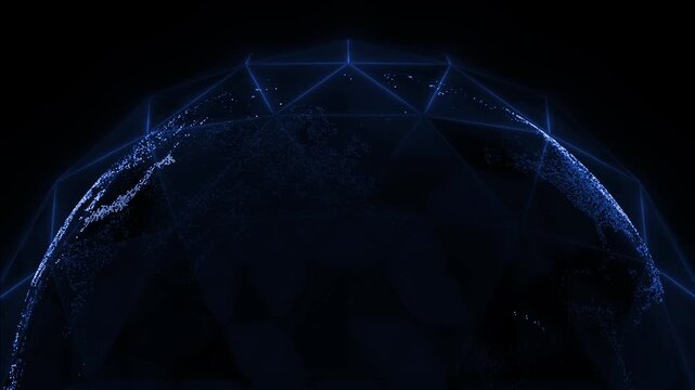 Royal blue  color global connection lines network data transfer satellite communication hi tech design black technology background