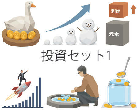 指数関数的成長グラフと投資の比喩セット1