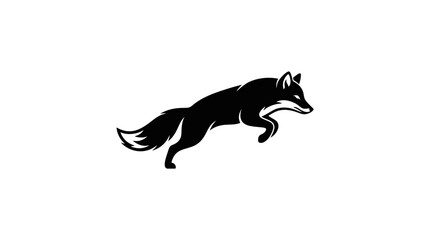 Fototapeta premium Black silhouette of a fox in a running pose