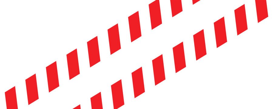 Christmas candy straight line border with red and white striped. Xmas seamless line with striped candy lollipop pattern isolated on white background. Red white striped caution pattern.