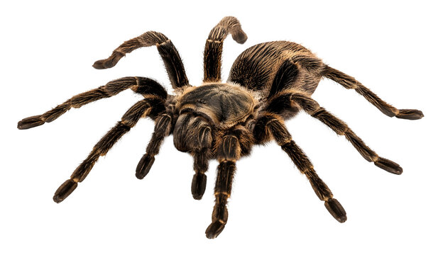 Large Tarantula Spider Isolated on White Background, Detailed Exotic Arachnid Macro Photography
