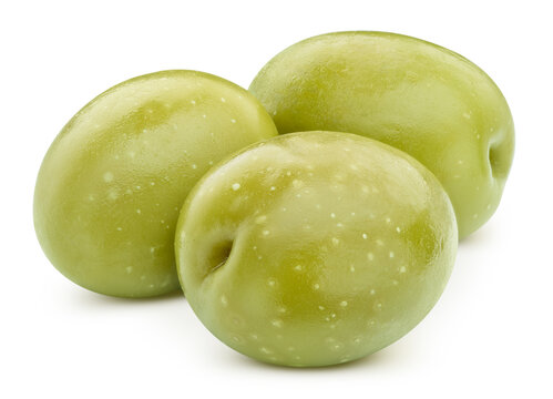 Green olive isolated on white background