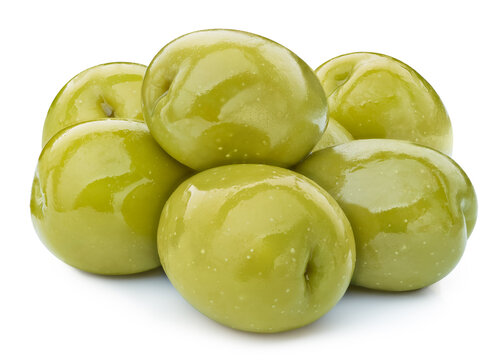 Green olive isolated on white background