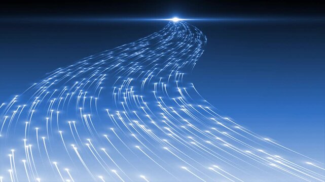 Royal blue  color shooting particles moving forward with blank space gradient design seamless gradient background