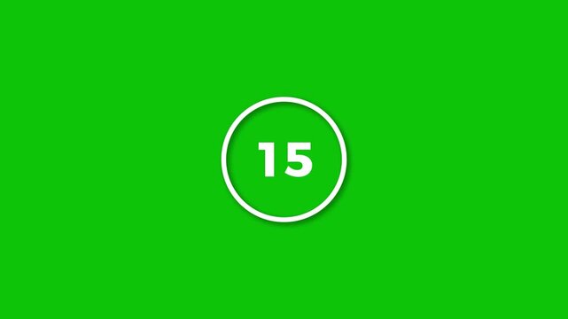 Minimalist 20 Second Green Screen Clock Countdown Animation Overlay Video Editing Asset