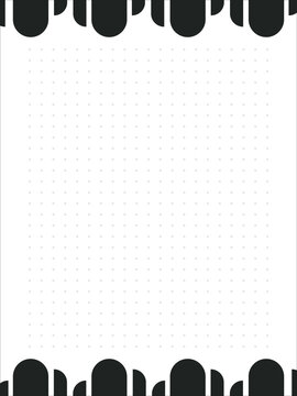 Retro fine dot grid bujo black and white planner page template. Daily log. Minimalist stationery dotted layout. Monochrome vertical notebook sheet blank. Printable paper worksheet in a4 format
